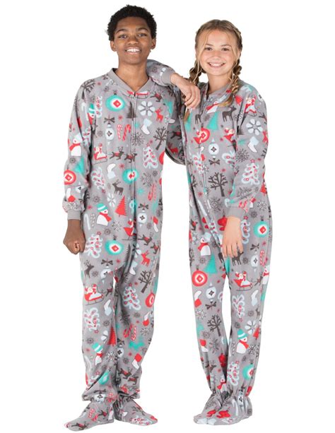 Footed Pajamas - Footed Pajamas - Santa's Village Kids Fleece Onesie ...