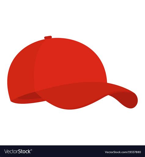 Red baseball cap icon flat style Royalty Free Vector Image