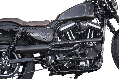 RSD Black Track 2 Into 1 Exhaust System For 04-17 Harley Davidson Sportster XL | JT's CYCLES