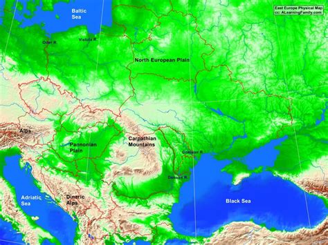 The East Europe physical map is provided. The physical map displays the ...