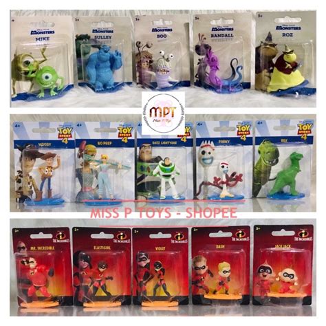 DISNEY PIXAR - Mini Figures Set: Monster Inc., Toy Story 4, The Incredibles (Cake Toppers ...