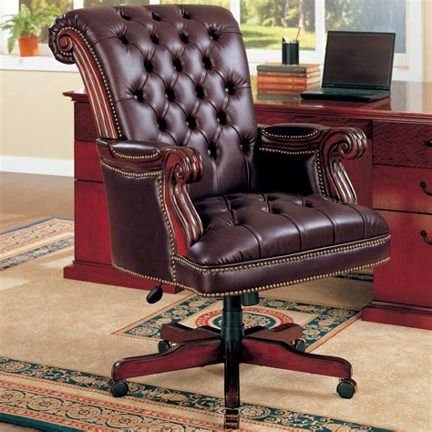 Coaster Office Chairs 800142 Traditional Leather Executive Chair | Dunk ...