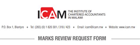 MARKS REVIEW REQUEST FORM – Institute of Chartered Accountants in Malawi