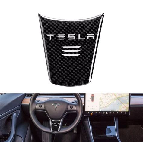 TESLA Car Interior Steering Wheel Cover Car Carbon Fiber Steering Wheel Decoration Cover Sticker ...