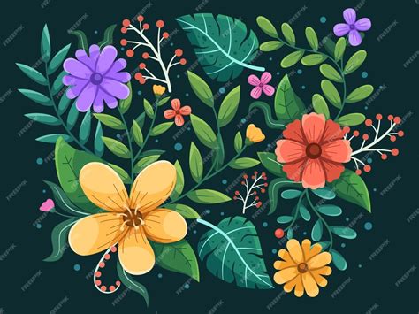 Premium Vector | Summer floral vector illustration shows a beautiful array of flowers