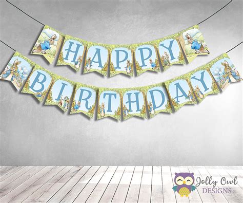 Peter Rabbit Happy Birthday Banner – Jolly Owl Designs