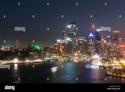 Circular Quay night scene in Sydney, New South Wales, Australia Stock ...