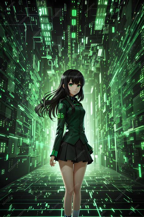 Premium AI Image | Binary code anime girl anime futuristic girl cyber ...