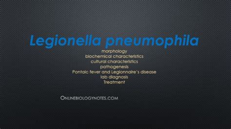 Legionella pneumophila - Online Biology Notes