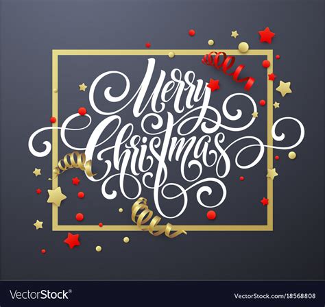 Merry christmas handwriting script lettering Vector Image