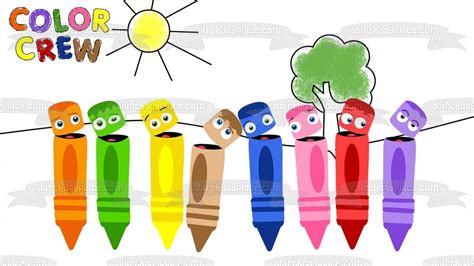 Color Crew Crayons Orange Green Yellow Brown Blue Pink Red Purple Sun ...