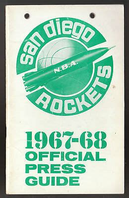 1967-68 FIRST YEAR SAN DIEGO ROCKETS OFFICIAL PRESS MEDIA GUIDE PAT ...