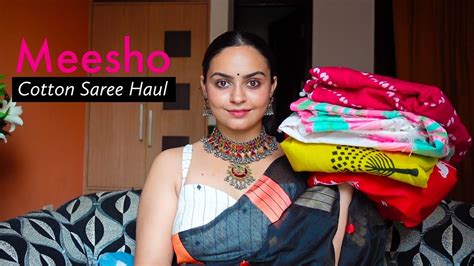 Affordable Meesho Cotton Sarees Haul - YouTube