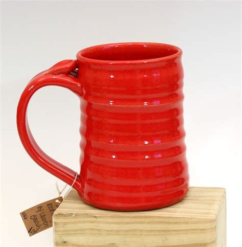 Extra Large Coffee Mug Red Pottery Mug by Lauren Bausch