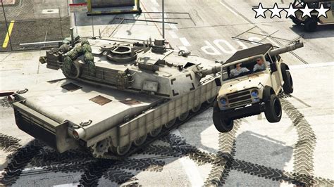 GTA 5 - ARMY Franklin VS Five Star Military Base Chase! (TANK RAMPAGE) - YouTube