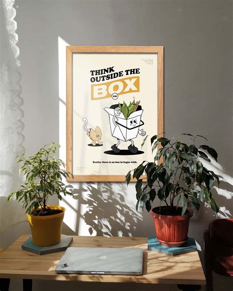 Think Outside the Box Art Retro Quote Wall Art Cute Asian - Etsy