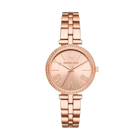 MICHAEL KORS MACI ROSE GOLD STAINLESS STEEL BRACELET WATCH WITH CUBIC ...