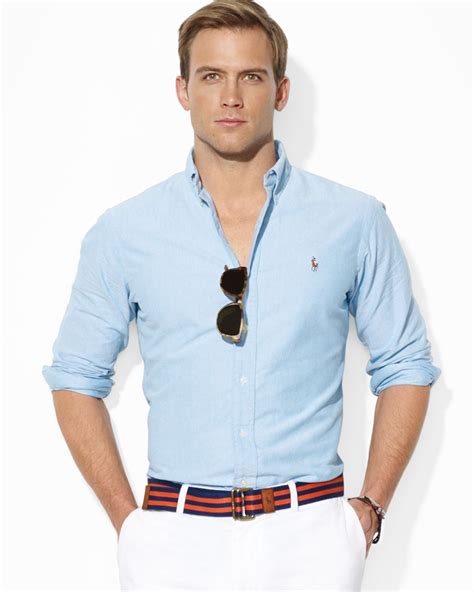 Lyst - Ralph Lauren Polo Classicfit Solid Oxford Sport Shirt in Blue for Men