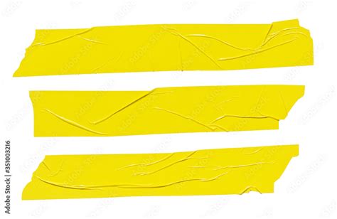 Yellow tape stickers isolated. Adhesive grunge ripped tape pieces set ...