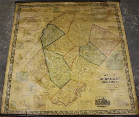 1860 WALL MAP OF SUSSEX COUNTY