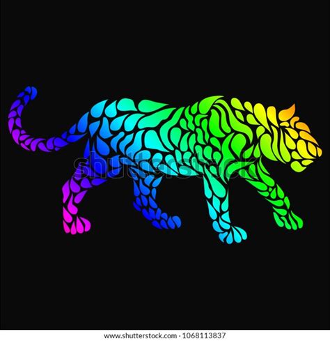 Silhouette Panther Tattoo Style Rainbow Colors Stock Vector (Royalty ...