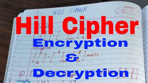 Hill cipher|Hill cipher encryption and decryption|Hill cipher example|Hill cipher in ...