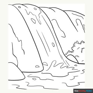 Waterfall Coloring Page | Easy Drawing Guides