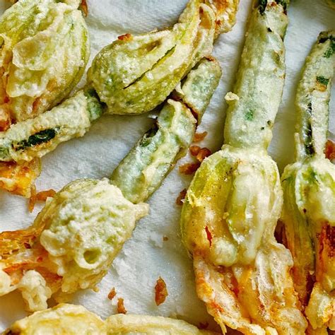 Deep-Fried Courgette Flowers Stuffed with Ricotta and Herbs - The Happy Foodie