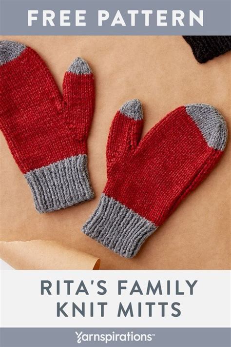 Free knit pattern using Red Heart Super Saver yarn. Free Rita’s Family Knit Mitts pattern. These ...