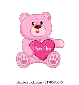 Cute Teddy Bear Illustration Hugging Heart Stock Vector (Royalty Free ...