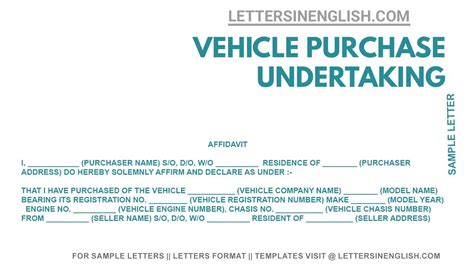 Vehicle Purchase Undertaking Format - How To Write an Affidavit for ...