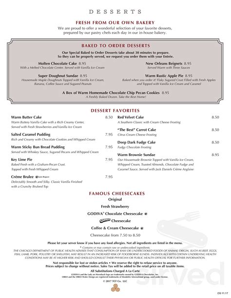 Menu for Grand Lux Cafe in Boca Raton, Florida, USA