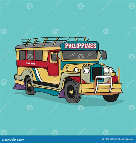 Filipino Jeep With Sign Board Cartoon Vector | CartoonDealer.com #13484741