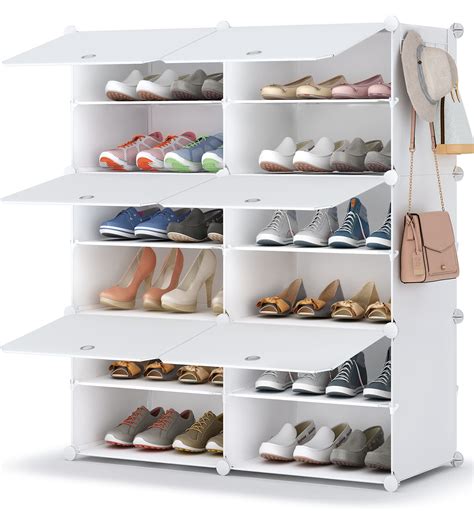 Buy HOMIDEC Shoe Rack, 6 Tier Shoe Storage Cabinet 24 Pair Plastic Shoe Shelves Organizer for ...