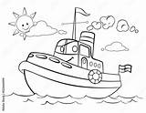 Tugboat Coloring Page sketch template