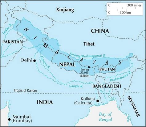 Himalayas map, history, climate. | Himalayas map, Himalayas, Map