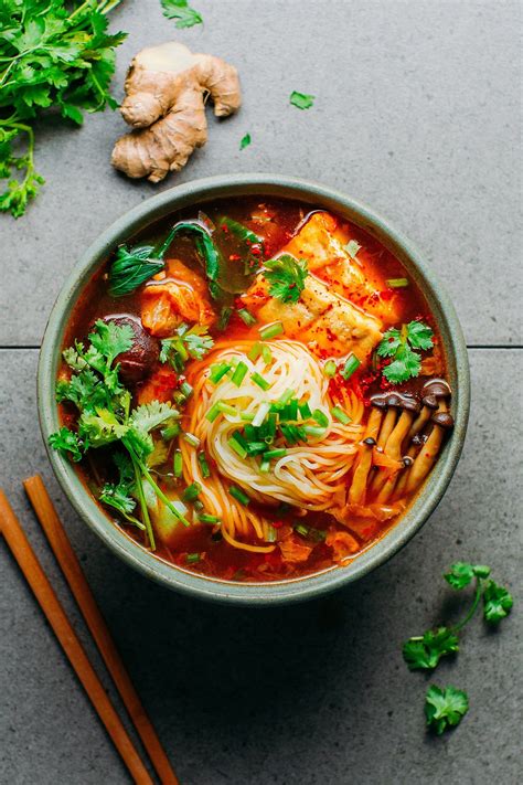 Vegan Kimchi Noodle Soup - Full of Plants