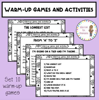 Warm-up games for ESL classroom by MiniValEnPrimaria | TPT