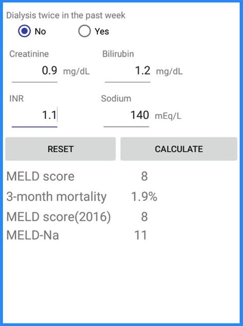 MELD score calculator for Android - APK Download