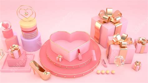 Pink Poster Women Three-dimensional Gift Box Powerpoint Background For Free Download - Slidesdocs
