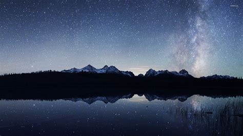 Starlit sky reflecting in the lake wallpaper - Nature wallpapers - #46858