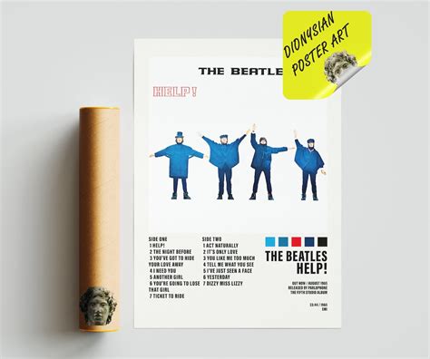 The Beatles Help Poster Album Cover Poster Tracklist - Etsy