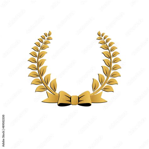 laurel wreath gold ribbon logo Stock Vector | Adobe Stock