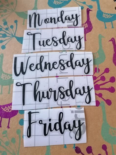 Days of the Week Vinyl Stickers | Etsy