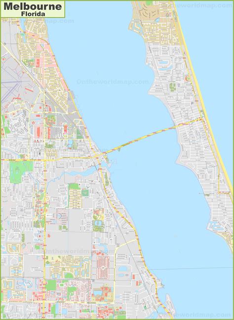 Large detailed map of Melbourne (Florida) - Ontheworldmap.com