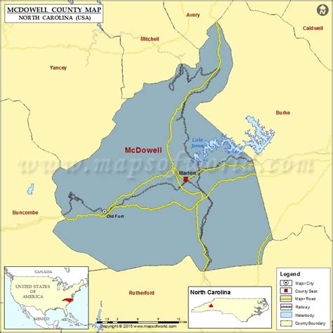 McDowell County Map, North Carolina