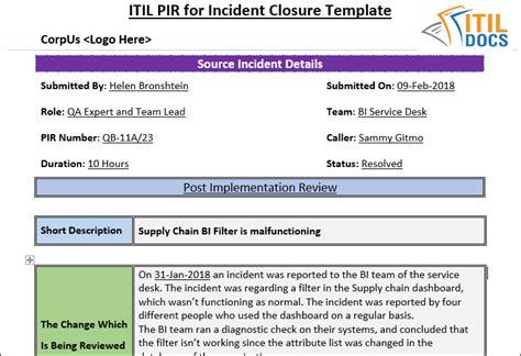 Incident Report Template Itil (6) - TEMPLATES EXAMPLE | TEMPLATES ...