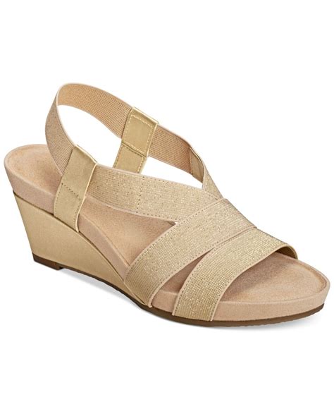 Lyst - Aerosoles Light Rail Platform Wedge Sandals in Natural