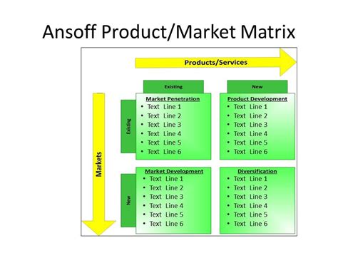 Ansoff's Product / Market Matrix PowerPoint Template