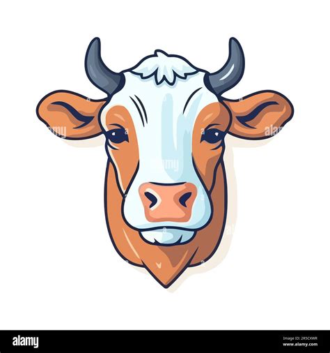 Cow head logo design. Abstract drawing cow with horns. Cute cartoon cow ...